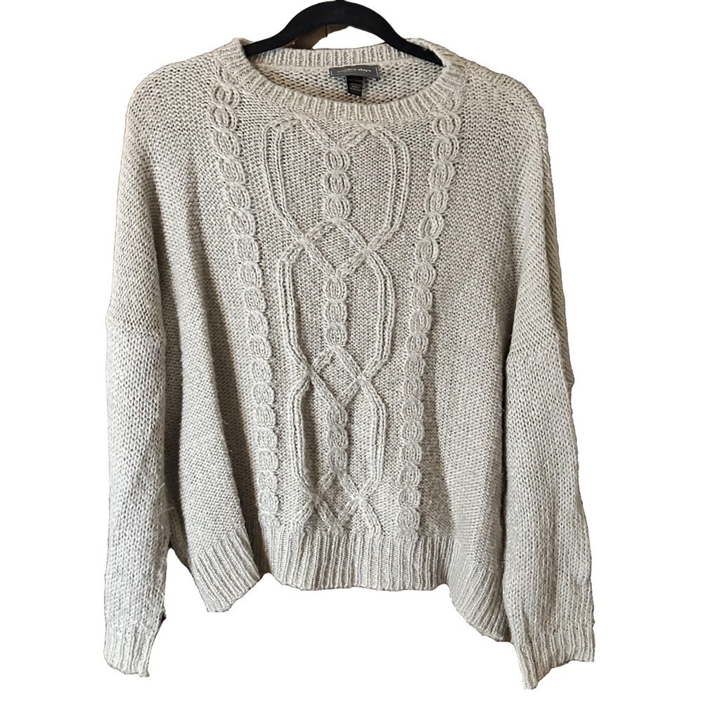 Wooden Ships Women’s Cropped Cable Knit Chunky Crewneck Sweater Size S/M